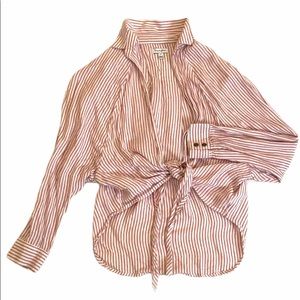 Tied red-striped top